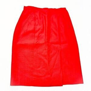 Alfred Sung Vintage Front Split Red Wool Pencil Skirt High Quality Size 6 NWOT
